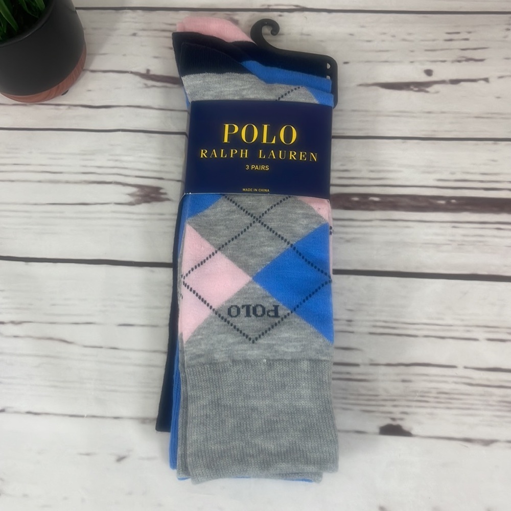 Polo Ralph Lauren 3-pack Dress Socks Argyle Print